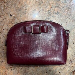 Coach Darcy small cosmetic bag make-up bag maroon with bow EUC